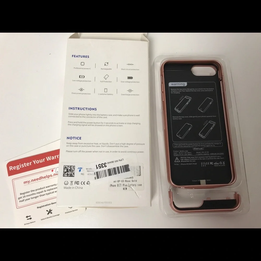IPHONE Battery Case for‎ 6P/6SP/7P/8P Rose Gold NEW